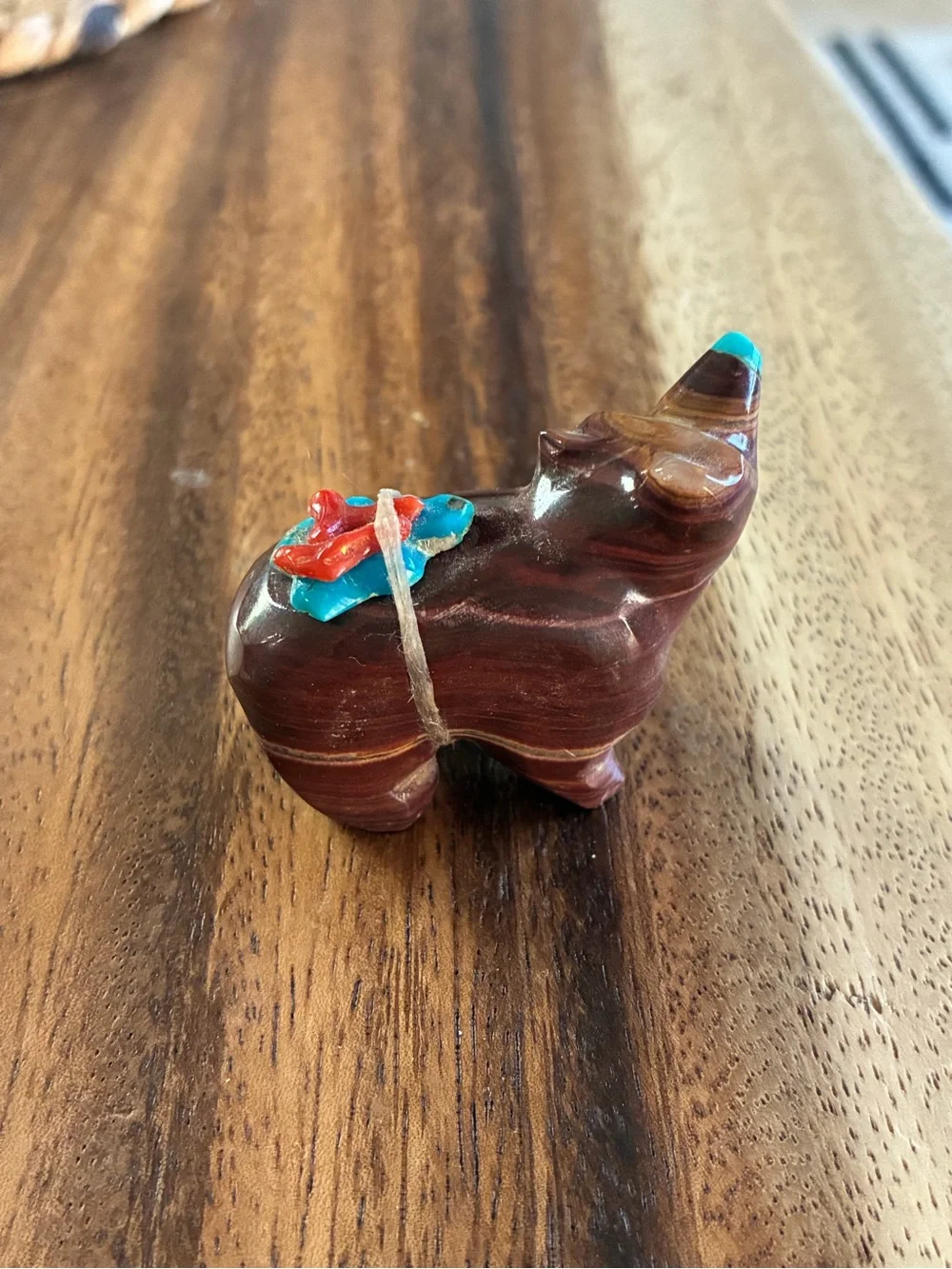 Authentic Native American Bear Fetish With Turquoise & Coral